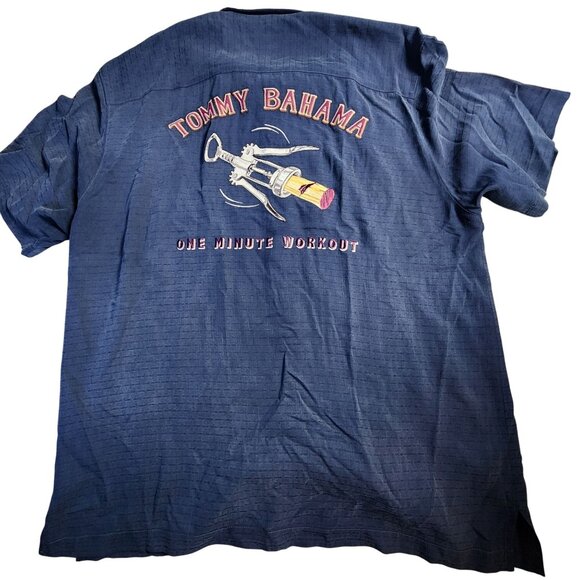 Tommy Bahama "One Minute Workout" Mens Blue Silk Shirt Medium - Picture 2 of 10